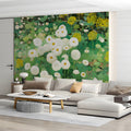 Meadow Bloom Mural Wallpaper — Botanical Art in Green and White Mural Wallpaper - pure wallpaper artwork