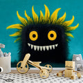 Little Monster Mural Wallpaper with Vivid Teal Background Mural Wallpaper - pure wallpaper artwork