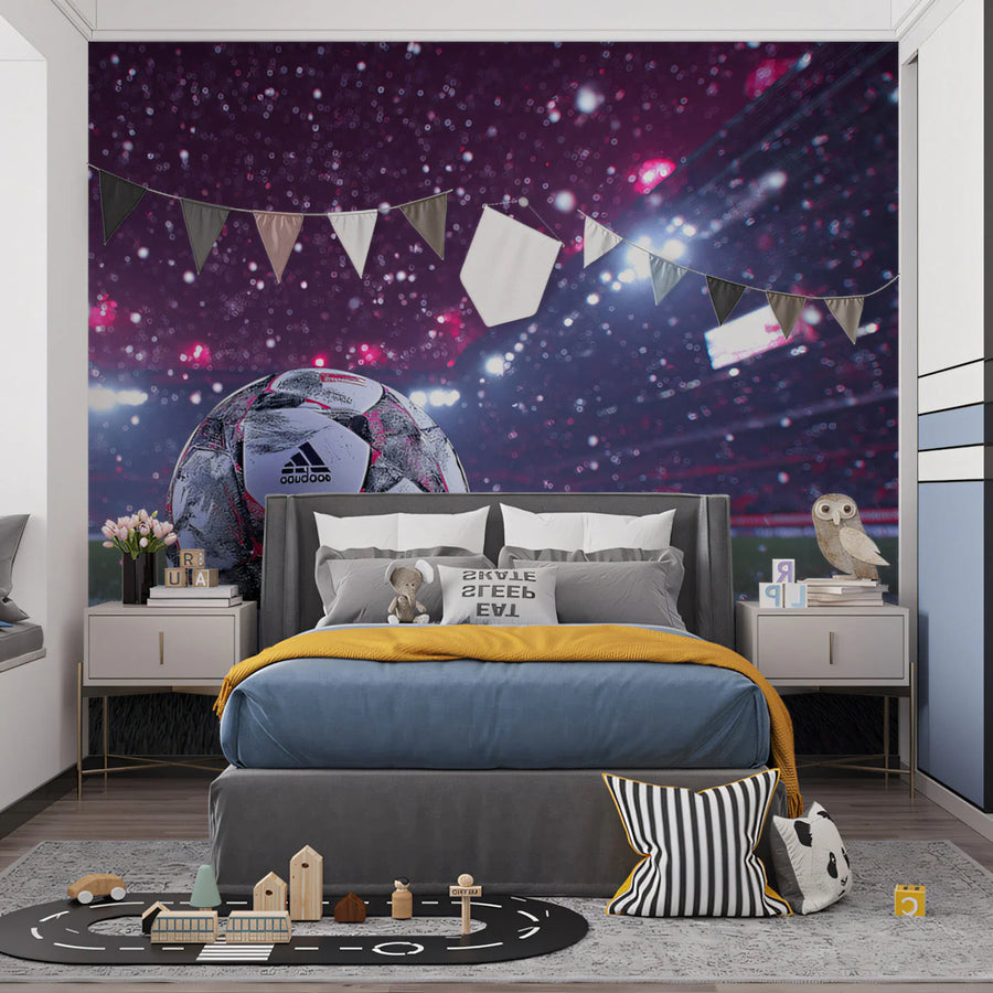 Championship Soccer Stadium Mural Wallpaper — Dynamic Sports Scene Mural Wallpaper
