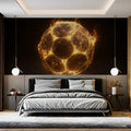 Fiery Soccer Ball Mural Wallpaper — Dynamic Sports Wall Art Mural Wallpaper - pure wallpaper artwork