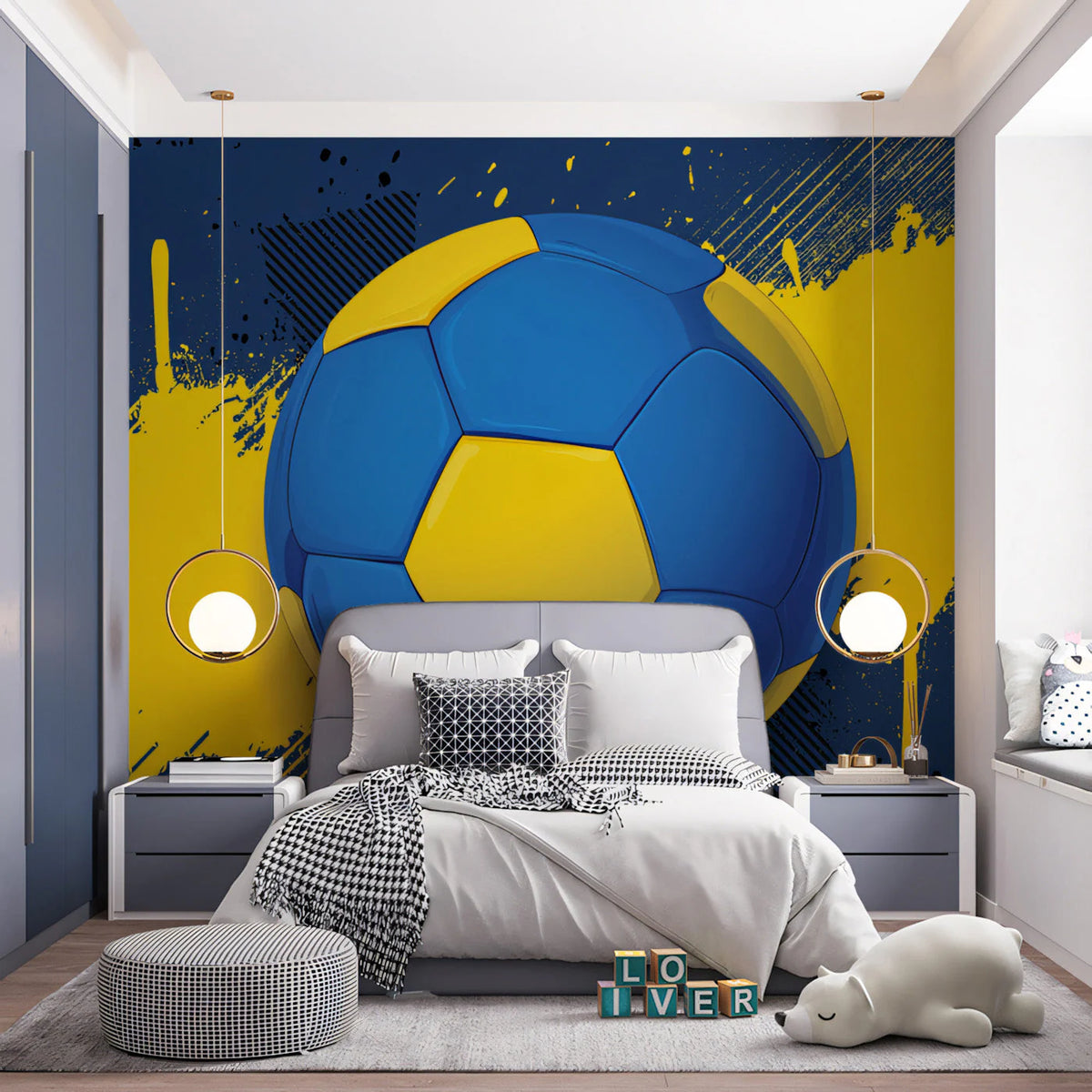Ukrainian Flag Soccer Ball Mural Wallpaper for Energetic Sports Spaces Mural Wallpaper - pure wallpaper artwork