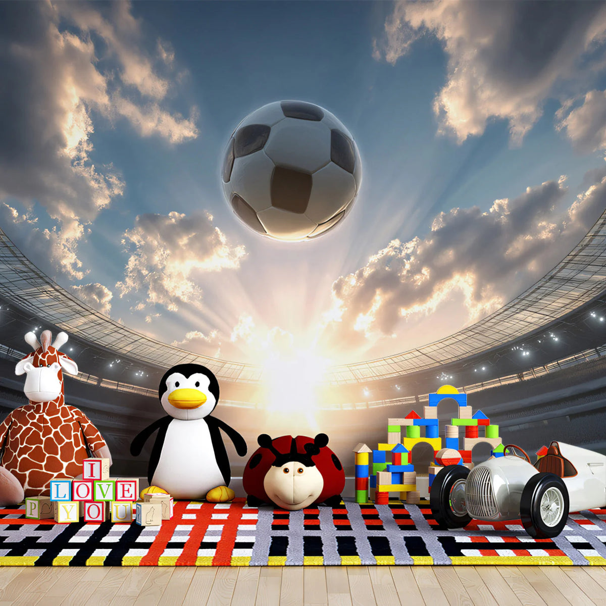 Championship Stadium Sky Mural Wallpaper — Sports Enthusiast Decor Mural Wallpaper - pure wallpaper artwork