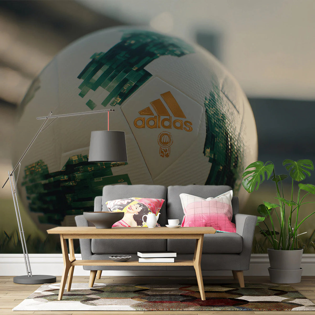 Glitch Pixel Soccer Mural Wallpaper — Athletic Sport Decor Mural Wallpaper - pure wallpaper artwork