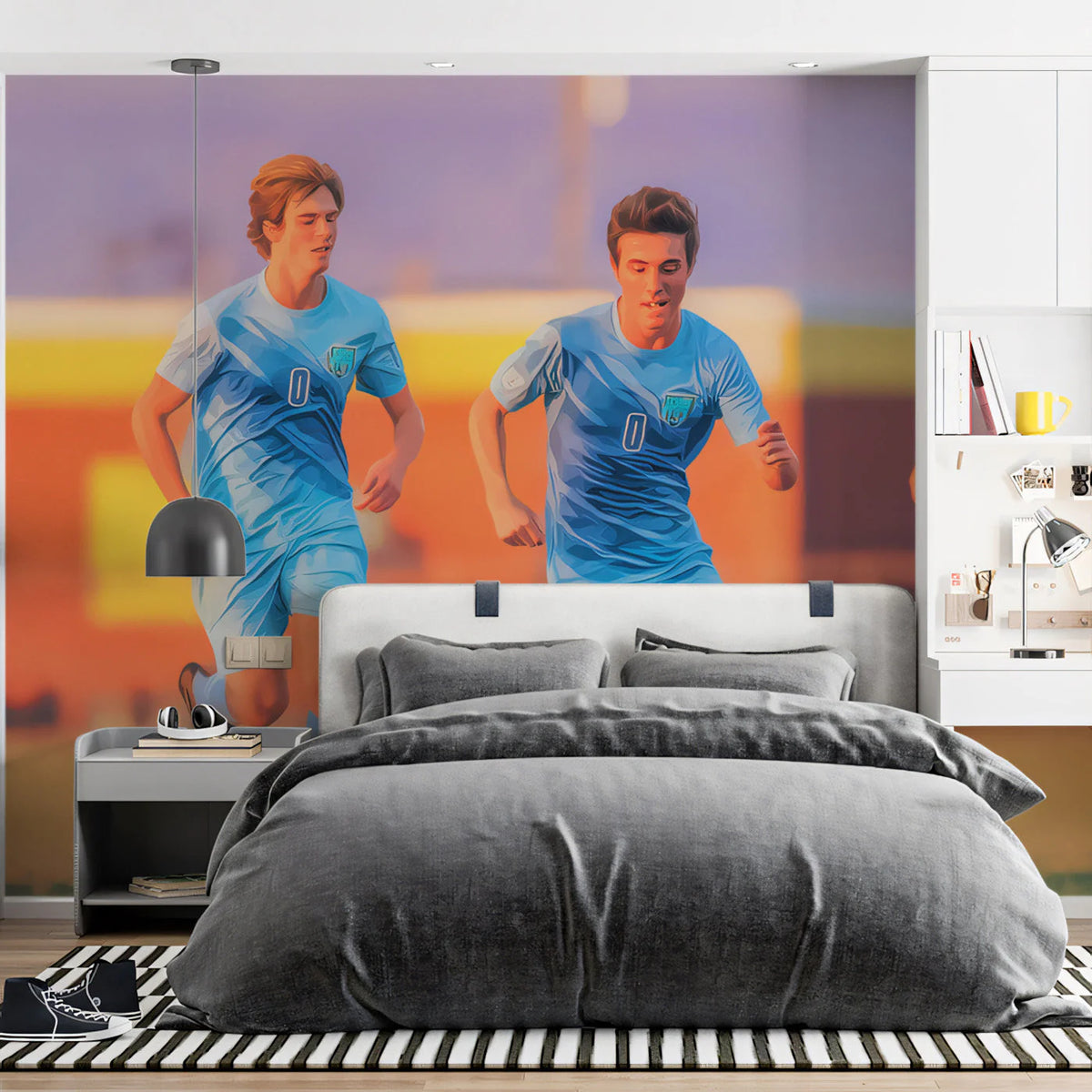Soccer Match Action Mural Wallpaper — Energetic Sports Design Mural Wallpaper - pure wallpaper artwork