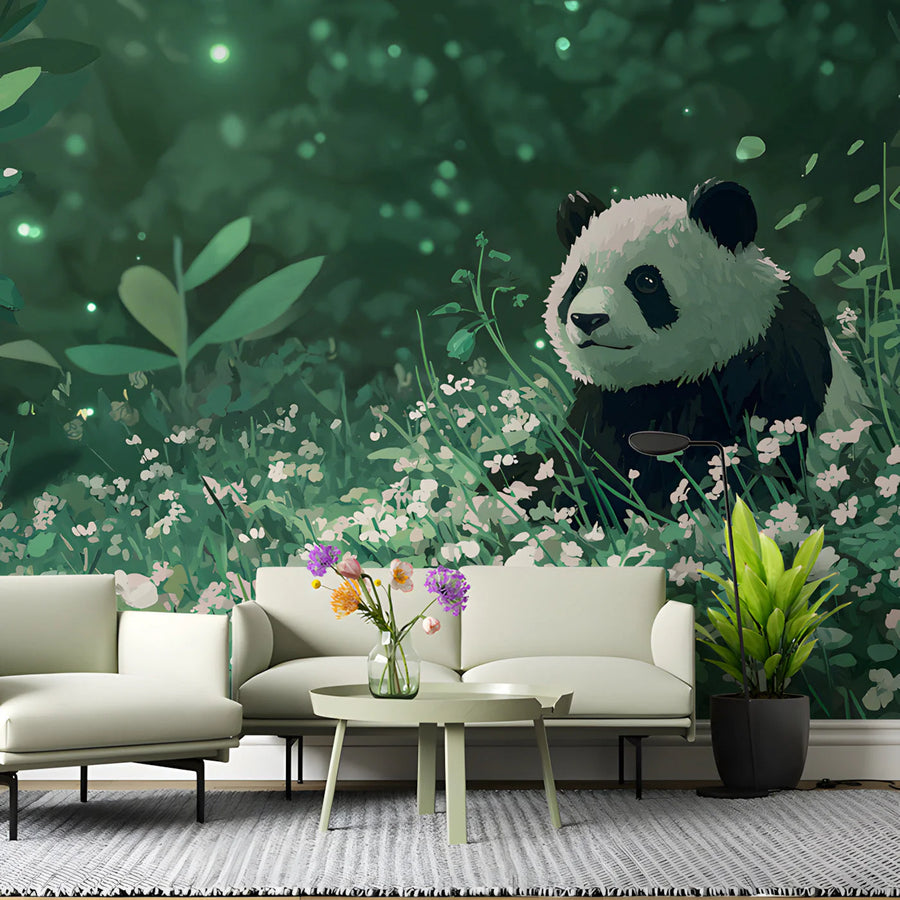 Panda in Enchanted Forest Mural Wallpaper