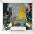 Mosaic Elephant Mural Wallpaper — Vibrant Animal Art Mural Wallpaper - pure wallpaper artwork