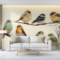 Songbird Illustration Mural Wallpaper — Artistic Nature Decor Mural Wallpaper - pure wallpaper artwork
