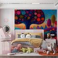 Vibrant Pointillist Meadow Mural Wallpaper — Artistic Floral Scene Mural Wallpaper - pure wallpaper artwork