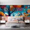 Vibrant Whimsical Garden Mural Wallpaper in Multi-Color Palette Mural Wallpaper - pure wallpaper artwork