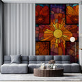 Radiant Floral Cross Stained Glass Mural Wallpaper - pure wallpaper artwork