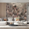 Blush Forest Manor Mural Wallpaper — Artistic Architectural Print Mural Wallpaper - pure wallpaper artwork