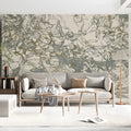 Abstract Foliage Line Art Mural Wallpaper with Gold Accents Mural Wallpaper - pure wallpaper artwork