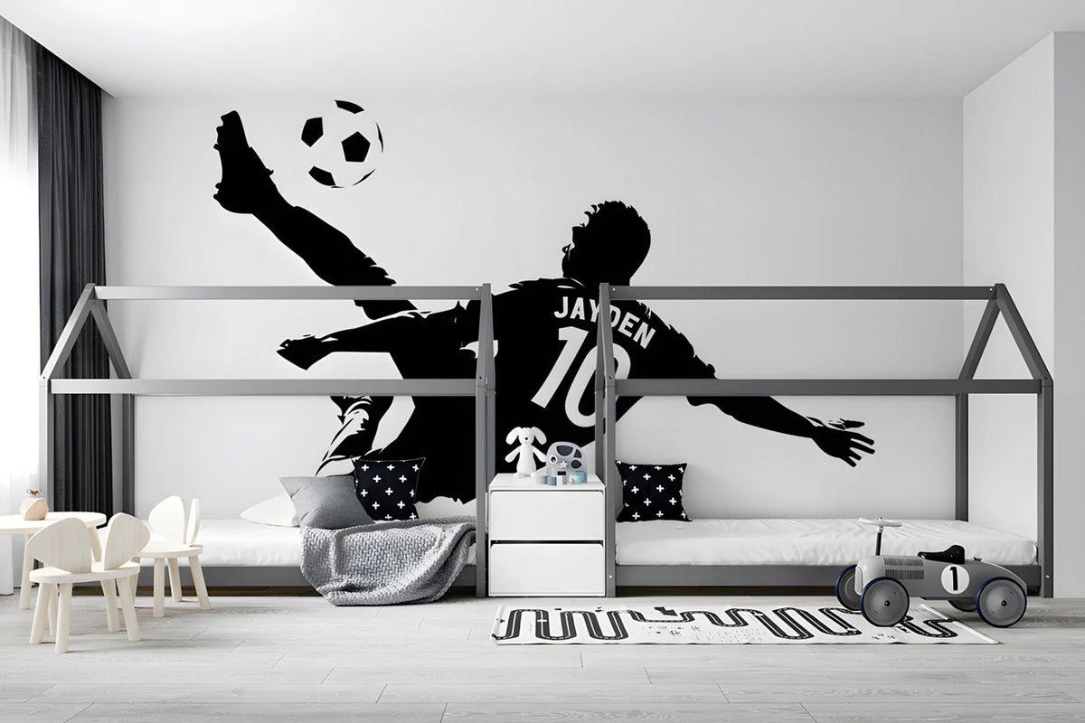 Soccer Player Action Silhouette Mural Wallpaper - pure wallpaper artwork