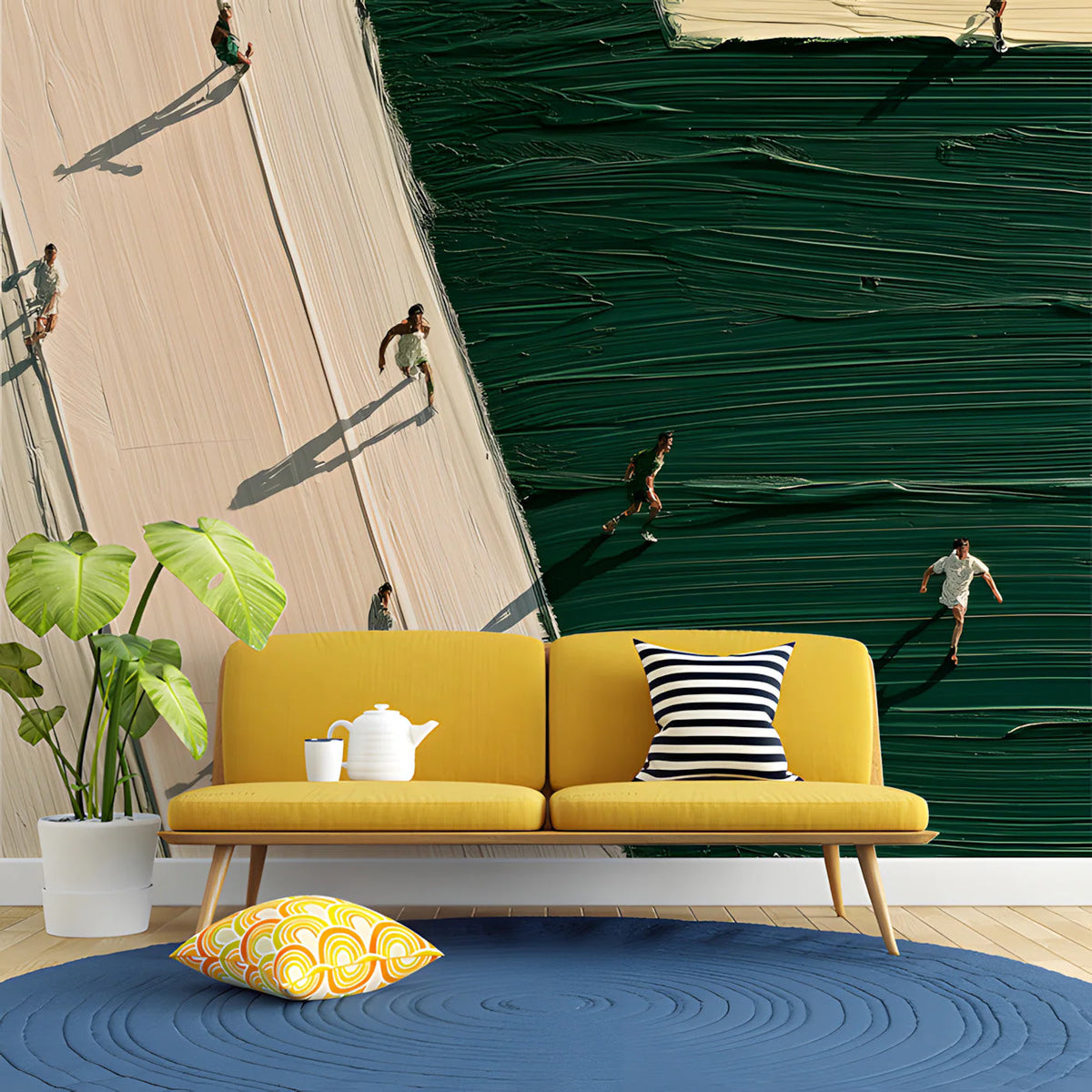 Athletic Track Mural Wallpaper — Bold Painterly Abstract Design Mural Wallpaper - pure wallpaper artwork