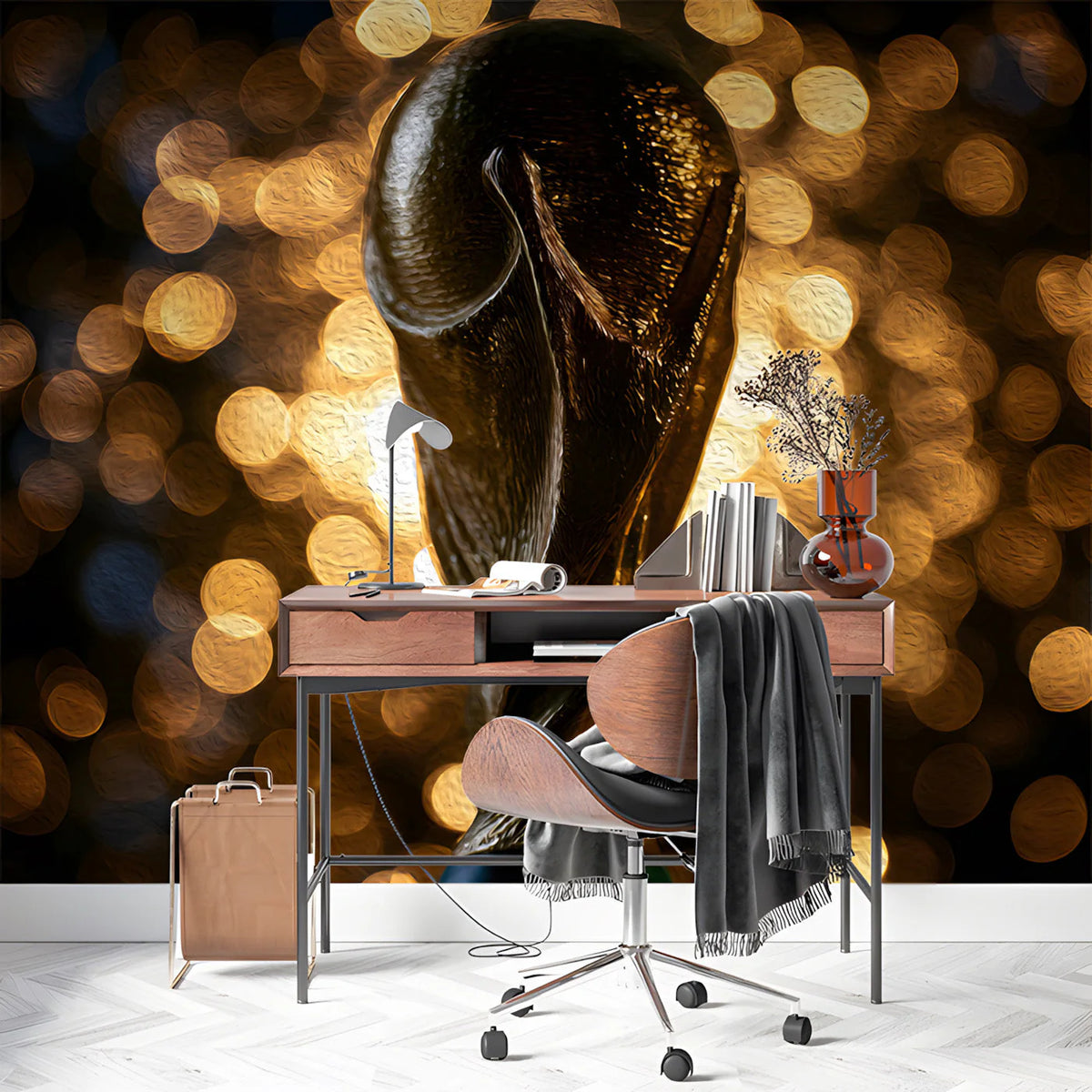Trophy Victory Mural Wallpaper — Golden Cinematic Accent Wall Mural Wallpaper - pure wallpaper artwork