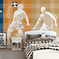 Dynamic Football Player Mural Wallpaper in Plaid Color Blocks Mural Wallpaper - pure wallpaper artwork