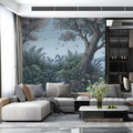Enchanted Lakeside Mural Wallpaper with Hand-Drawn Floral Motif Mural Wallpaper - pure wallpaper artwork