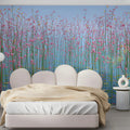Floating Pink Meadow Mural Wallpaper — Whimsical Floral Art Mural Wallpaper - pure wallpaper artwork