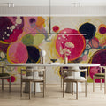 Abstract Cosmic Circles Mural Wallpaper in Vibrant Pink and Plum Mural Wallpaper - pure wallpaper artwork