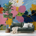 Abstract Expressionist Mural Wallpaper in Vibrant Painted Strokes Mural Wallpaper - pure wallpaper artwork