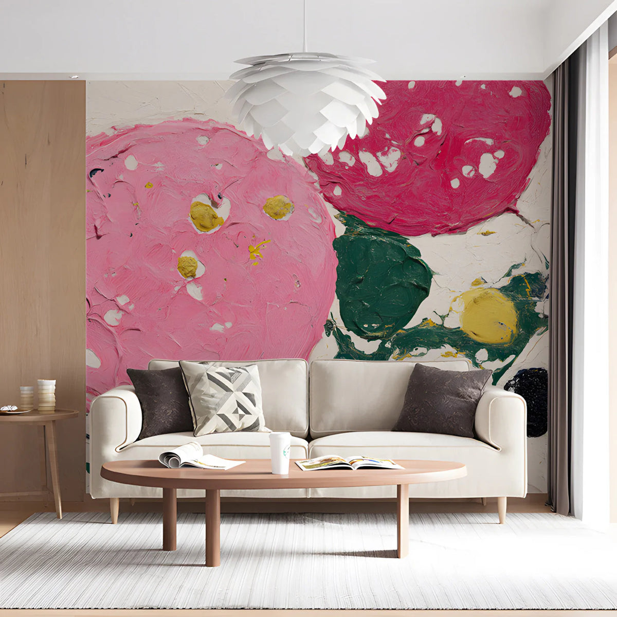 Abstract Circular Brushstroke Mural Wallpaper in Vibrant Colors Mural Wallpaper - pure wallpaper artwork