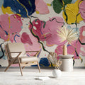 Abstract Floral Oil Painting Mural Wallpaper in Bold Multi-Color Mural Wallpaper - pure wallpaper artwork