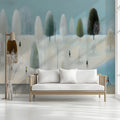 Winter Forest Stroll Mural Wallpaper — Impressionistic Scenery Mural Wallpaper - pure wallpaper artwork