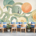 Abstract Citrus Flow Mural Wallpaper — Organic Botanical Design Mural Wallpaper - pure wallpaper artwork