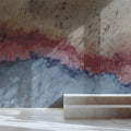 Abstract Horizon Mural Wallpaper in Dusty Rose and Slate Blue Mural Wallpaper - pure wallpaper artwork