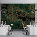 Gilded Botanical Mural Wallpaper in Deep Forest Green Mural Wallpaper - pure wallpaper artwork