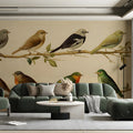 Vintage Ornithology Mural Wallpaper — Scientific Bird Study Mural Wallpaper - pure wallpaper artwork