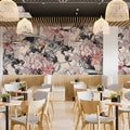 Chrysanthemum and Ribbon Mural Wallpaper — Art Nouveau Floral Mural Wallpaper - pure wallpaper artwork