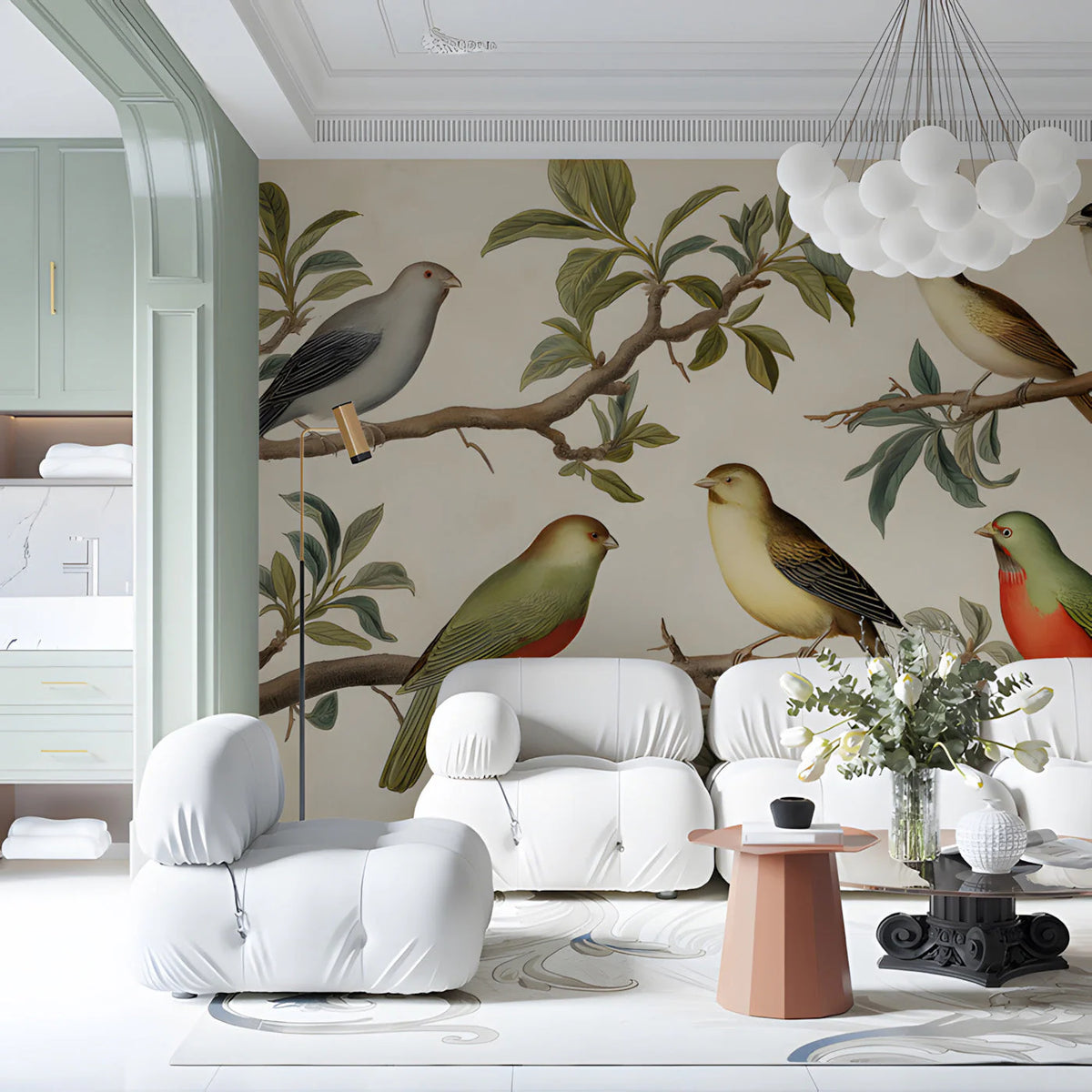Vintage Botanical Bird Mural Wallpaper — Classic Bird Illustration Mural Wallpaper - pure wallpaper artwork