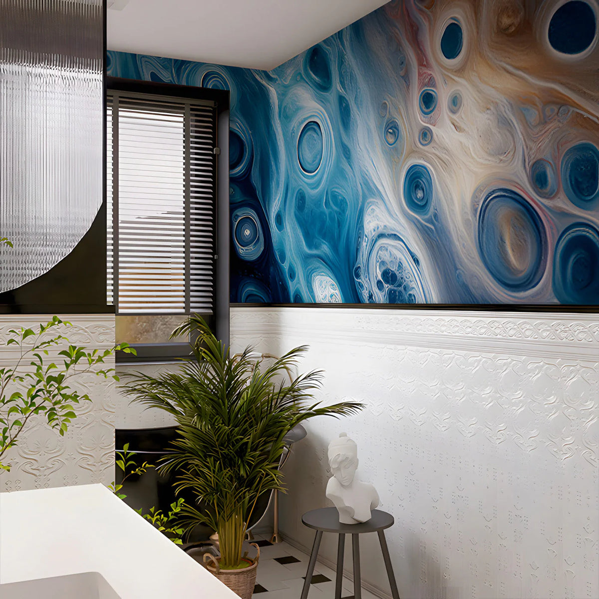 Oceanic Swirls Abstract Mural Wallpaper —Modern Fluid Art Mural Wallpaper - pure wallpaper artwork