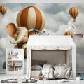 Floating Elephant Adventure Mural Wallpaper for Kids Rooms Mural Wallpaper - pure wallpaper artwork