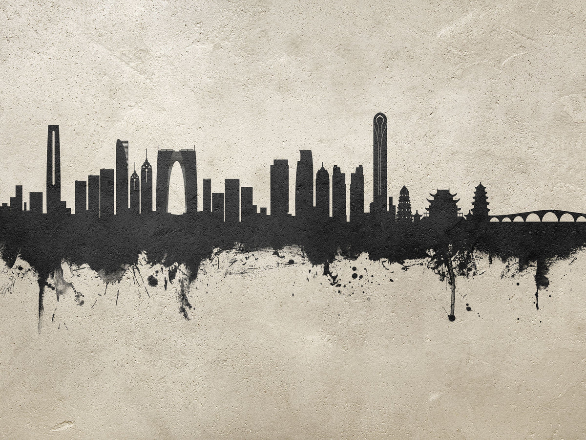 Suzhou China Skyline Concrete Mural Wallpaper - pure wallpaper artwork