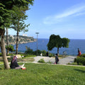 Mediterranean Coastal Viewpoint Mural Wallpaper - pure wallpaper artwork
