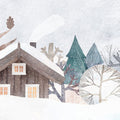 The Snowy Mountain Cabin Mural Wallpaper - pure wallpaper artwork