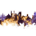Cambridge England Skyline Purple & Gold Mural Wallpaper - pure wallpaper artwork