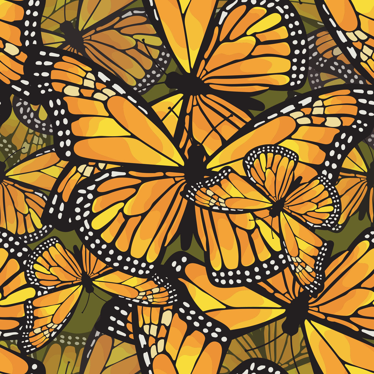 Monarch Movements, Olive Mural Wallpaper - pure wallpaper artwork
