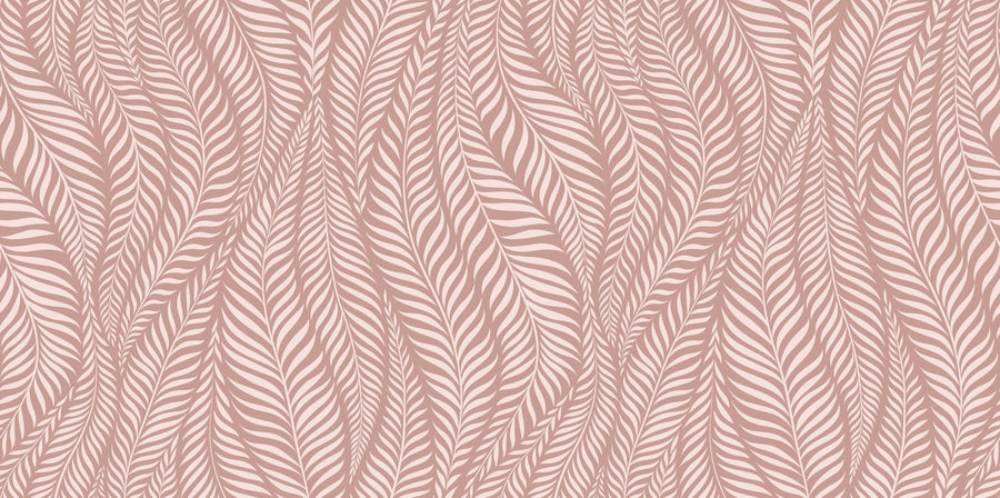 Botanical Wallpaper Mural – Leaf & Plant Wall Mural – Pink Leaf Wave printable artwork