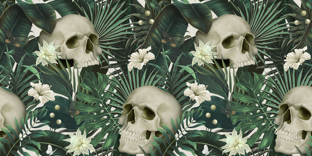 Peonies and Skulls Mural Wallpaper - pure wallpaper artwork