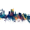 Newport Wales Skyline Blue & Bronze Mural Wallpaper - pure wallpaper artwork