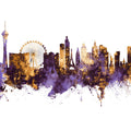 Las Vegas Nevada Skyline Purple & Gold Mural Wallpaper - pure wallpaper artwork