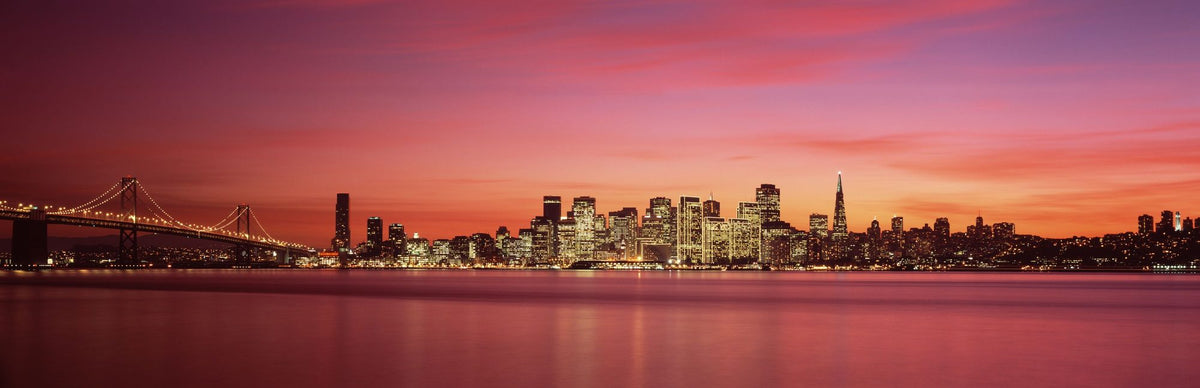 Red Gradient Twilight Metropolis Mural Wallpaper - pure wallpaper artwork