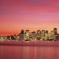 Red Gradient Twilight Metropolis Mural Wallpaper - pure wallpaper artwork