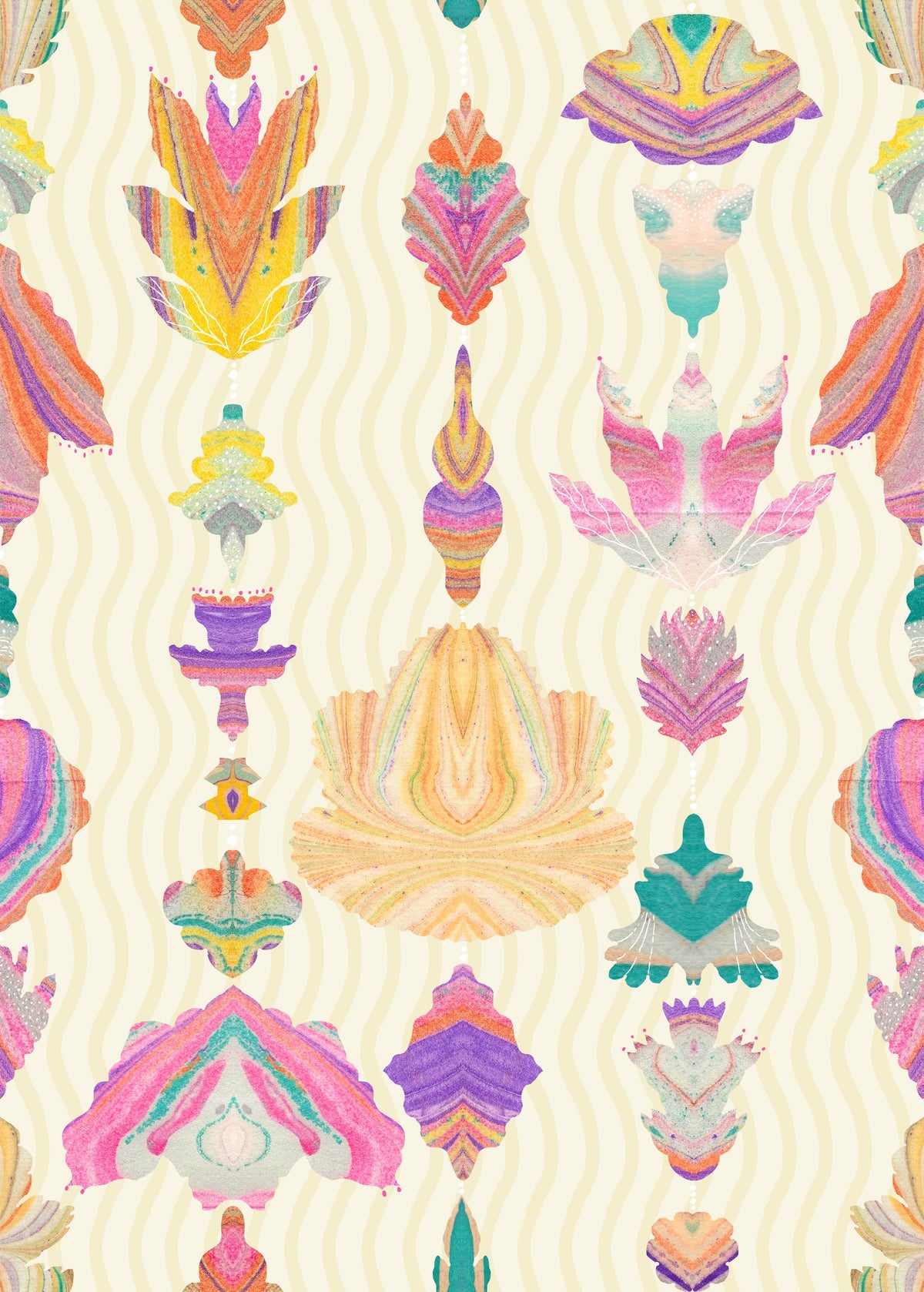 Marble Flowers, Cream Mural Wallpaper - pure wallpaper artwork