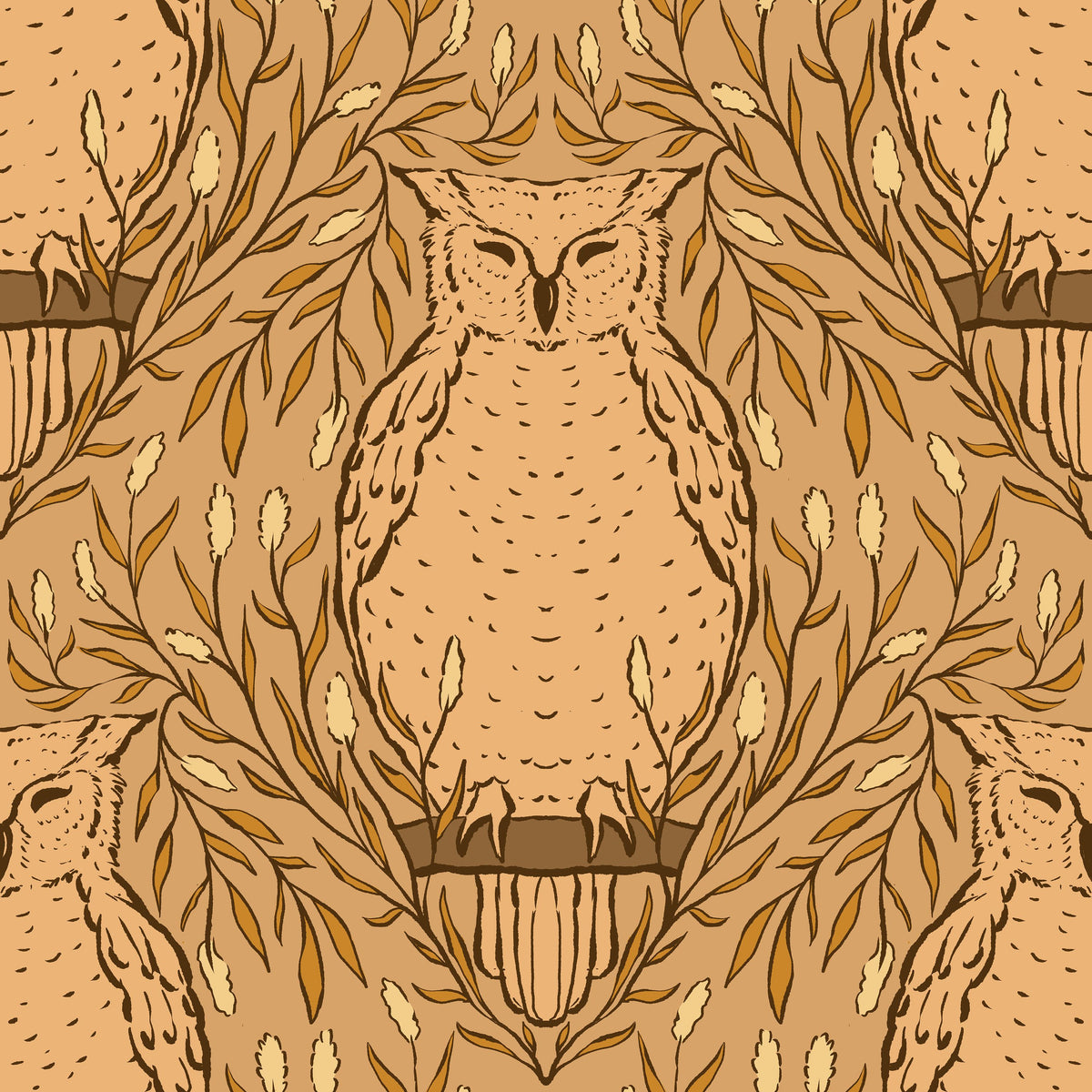 Harvest Owl Mural Wallpaper - pure wallpaper artwork