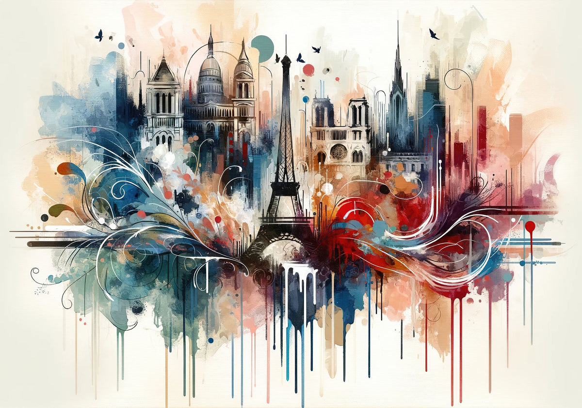 Watercolor Skyline Paris IV Mural Wallpaper - pure wallpaper artwork