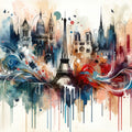 Watercolor Skyline Paris IV Mural Wallpaper - pure wallpaper artwork